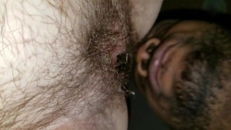Eating a fat hairy pussy