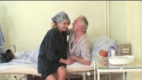 Granny watches grandpa fucks nurse in hospital