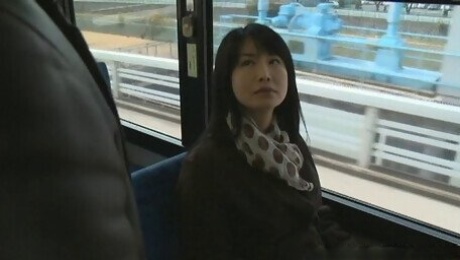 Stunning Asian Chick Gets Her Hairy Pussy Fingered In Bus