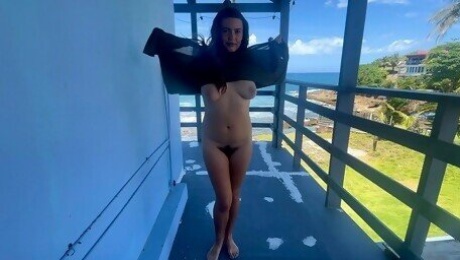 hot sex above the ocean on beautiful balcony