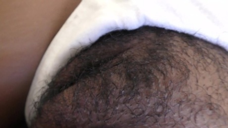 Black hairy pussy filled up with BWC and hot cream