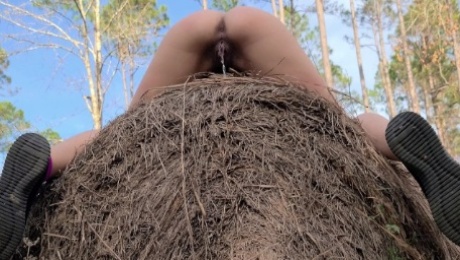 Hairy Pussy Hay Bale Pissing (4K Public Nature Pee)