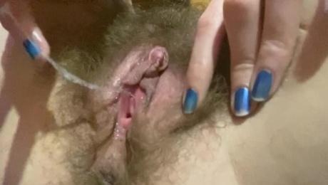 Hairy teen huge dripping wet orgasm with big clit pussy