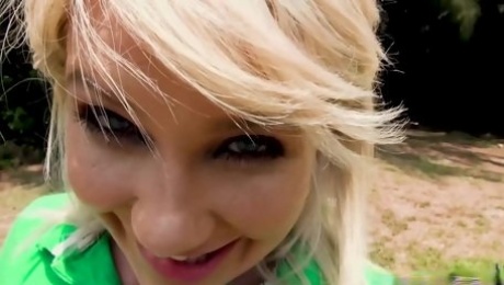 Pretty young blonde Zelda Morrison deepthroats big dick in POV porn video