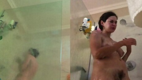 Gorgeous Hairy Darkhaired Babe Shower Video