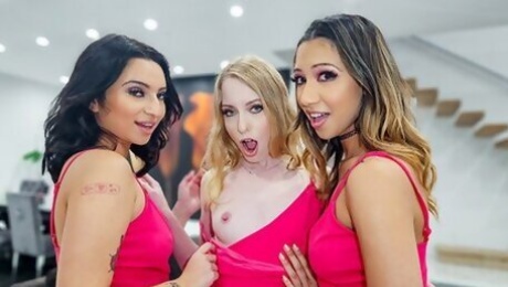 Horny Girls Kallie Taylor, Kimora Quin & Kiana Kumani Share One Fat Cock For Valentine's Day